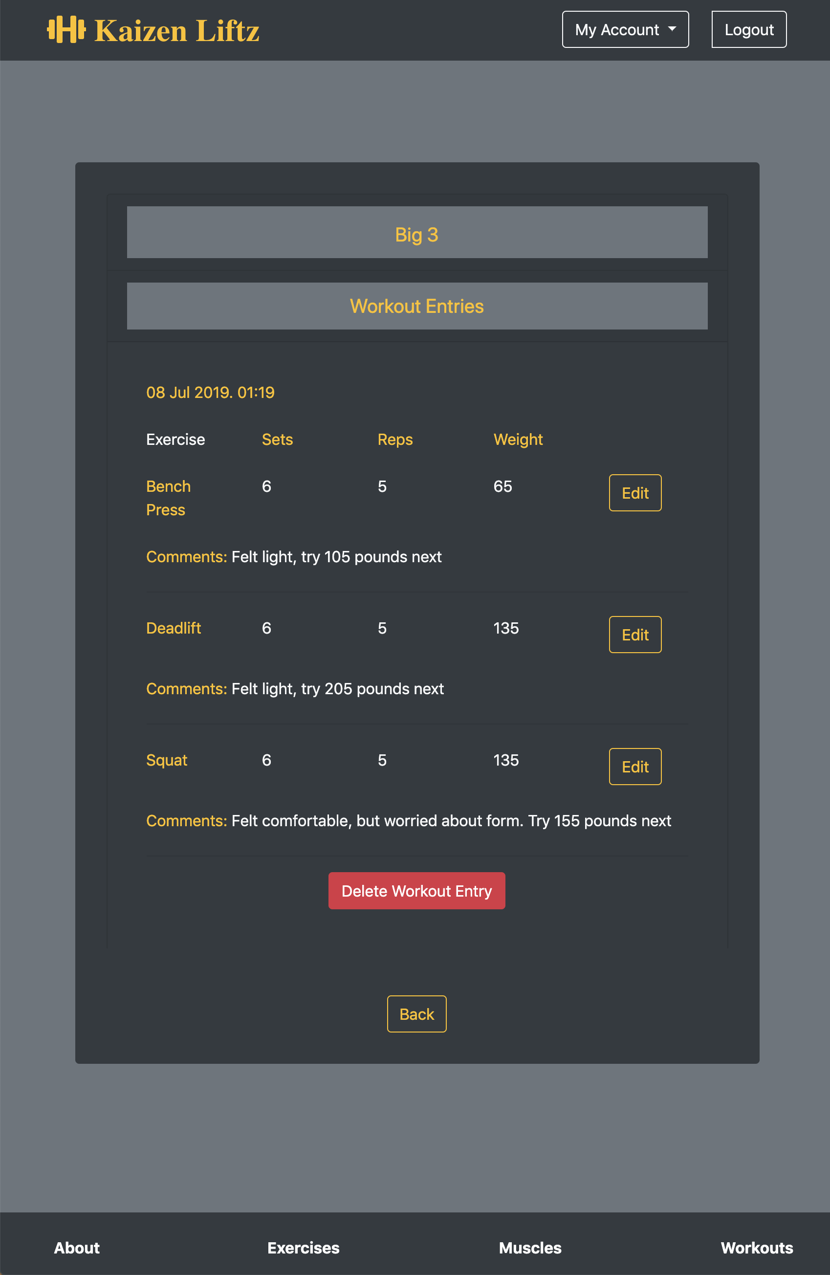Kaizen-Liftz App screenshot